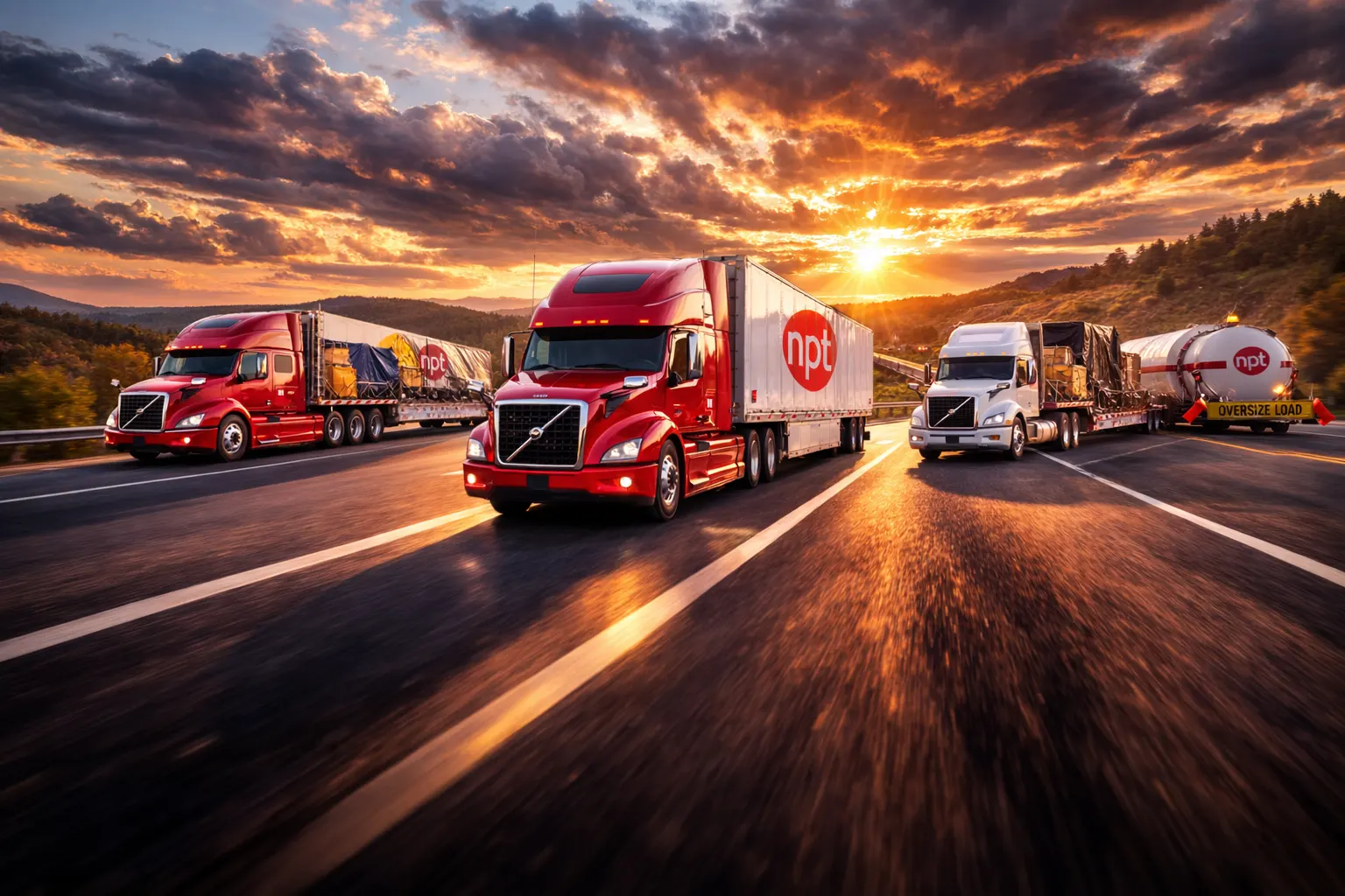 NPT truckload equipment moving freight on a North American highway