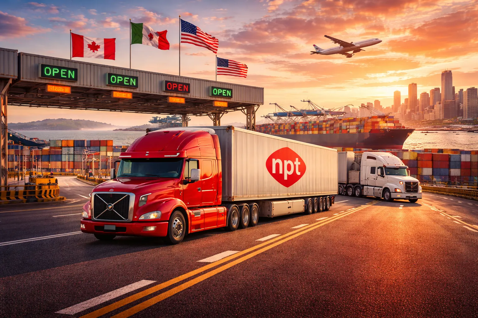 International freight movement with cross-border and global transport context