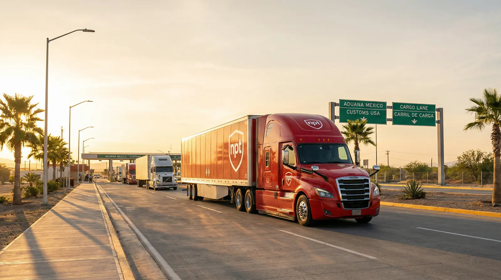 Mexico–USA cross-border freight and multi-party handoff diagram